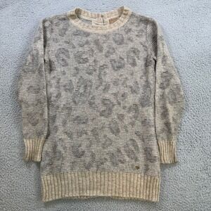 Falconeri Mohair Virgin Wool Leopard Print Button Back Tunic Sweater Womens S